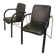Set of 2 vintage office chairs in black leather chrome base plastic armrests / retro 1980s room