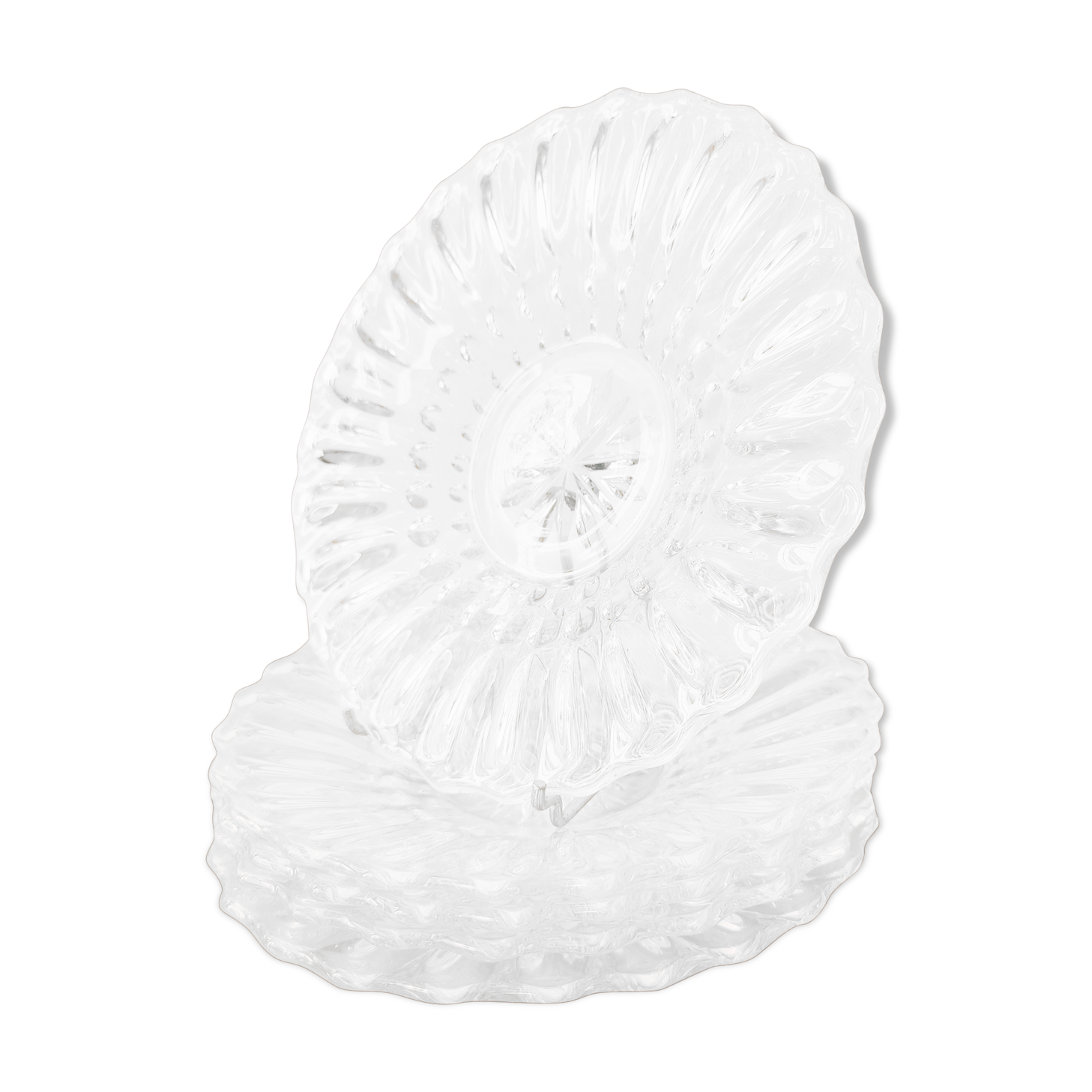 5 pink glass dessert plates