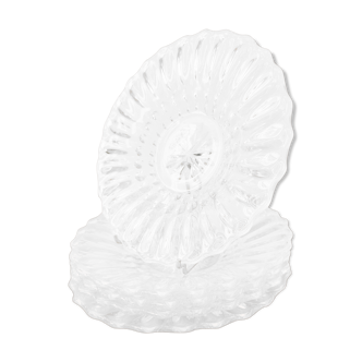 5 pink glass dessert plates