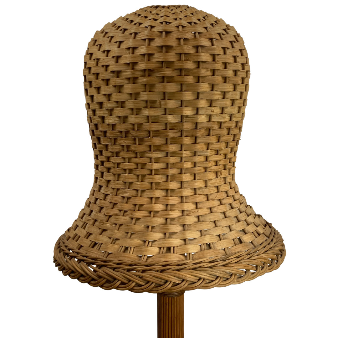 Midcentury Scandinavian rattan wicker mushroom floor lamp, 1960s