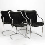 4 chairs in metal chrome, cidue, italy, 1980