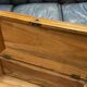 1930s English oak dressing table with beveled oval mirror