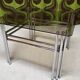 Table basse chrome verre fumé 1970"