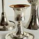 Vintage chrome metal candle holders
