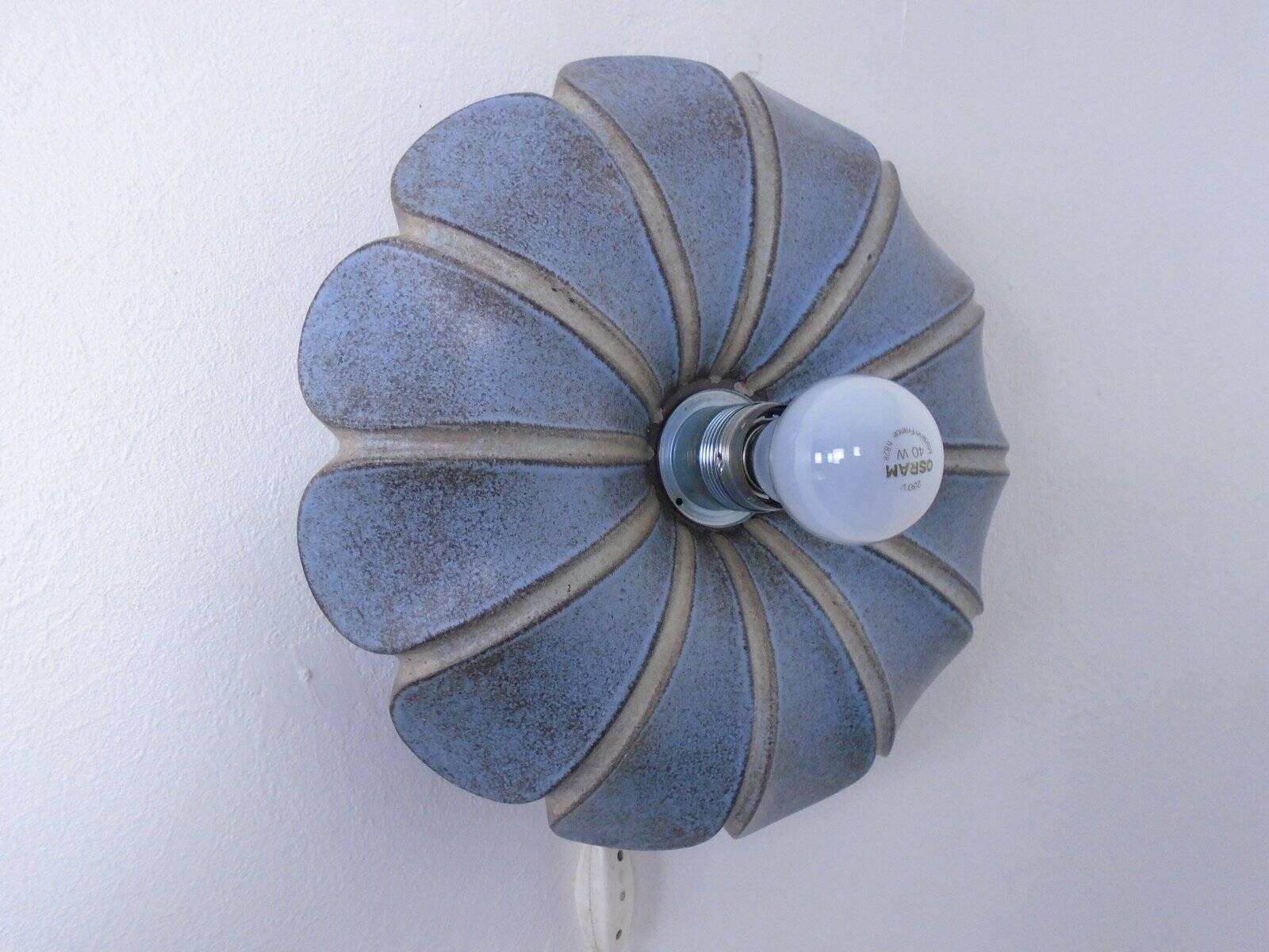German flower wall lamp from Pan Keramik, 1970s