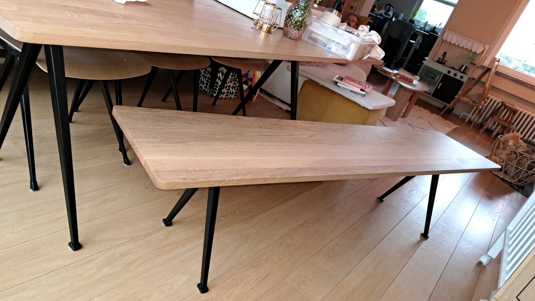 Hay - Pyramid table and bench + 3 Result chairs