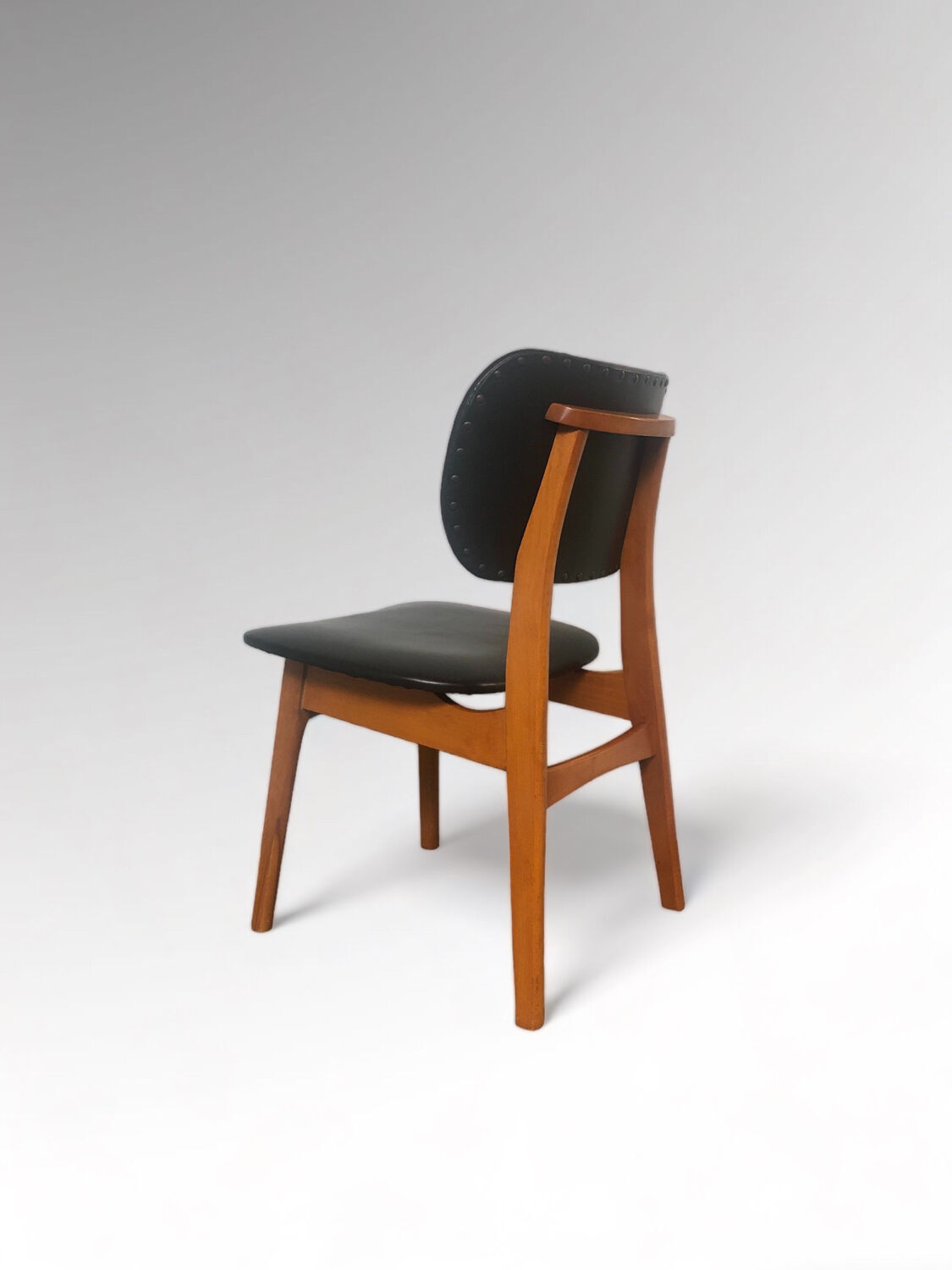 Vintage armchair in skai and beech Danish style 1960s