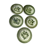 5 dessert plates apples earthenware lunéville