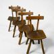 Rare set of 4 brutalist chairs - vintage 1950