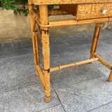 Console en liège et rotin vintage
