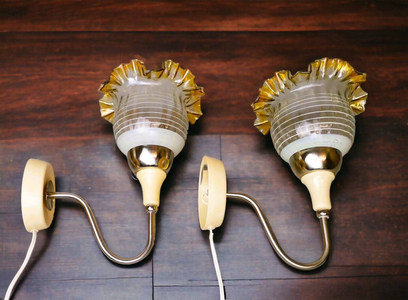 Pair of 1980s glass tulip wall lamps from USSR