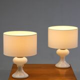 Pair of white ml1 table lamps by ingo maurer for m-design