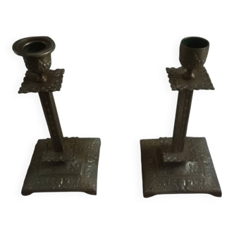 Pair of antique candlesticks from the 19th century.