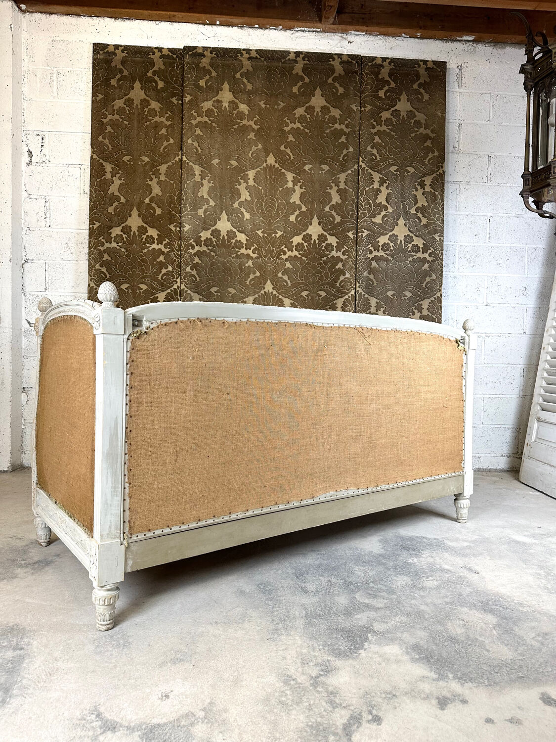 Louis XVI style alcove bed bench, 1900 period
