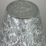 Vintage 80'S white and gold enameled blown glass vase Ht 45 cm