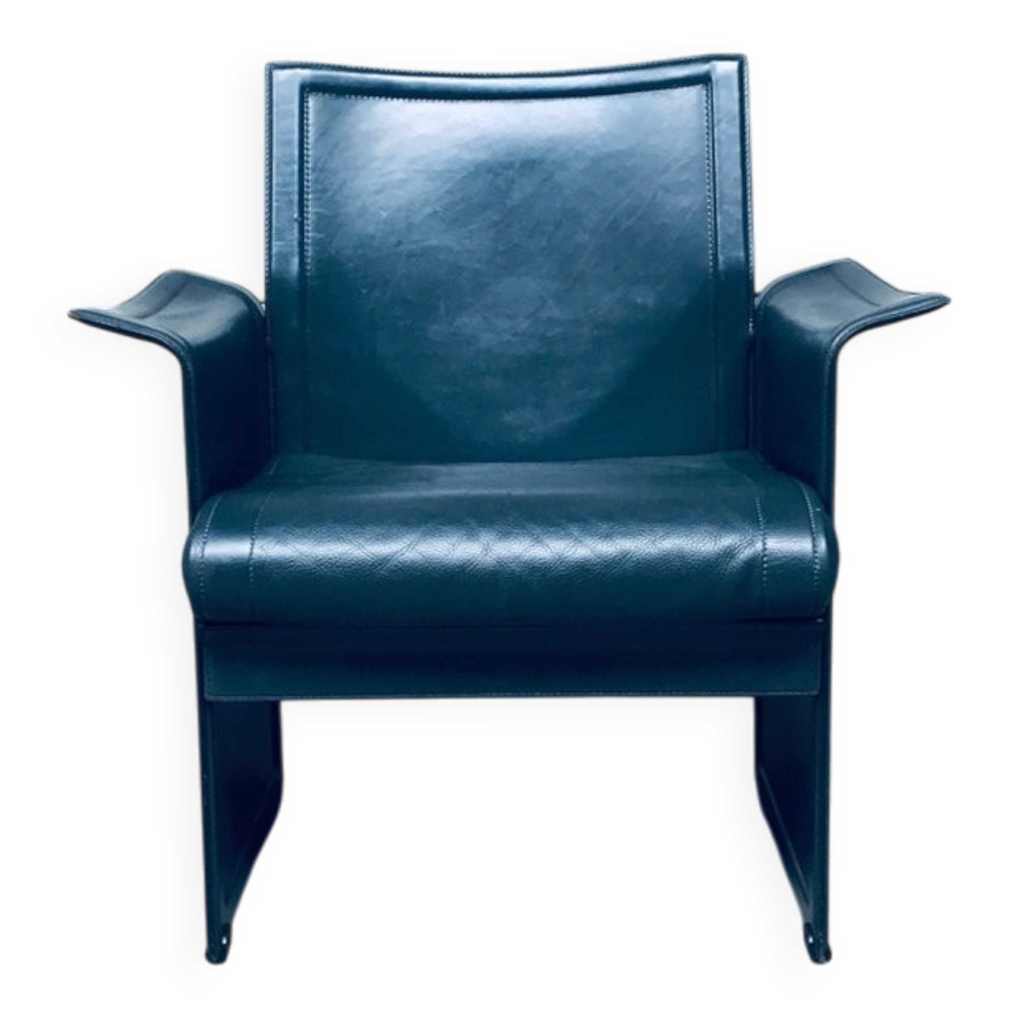 Postmodern Korium KM1 Leather Armchair by Tito Agnoli for Matteo Grassi, Italy, 1980s