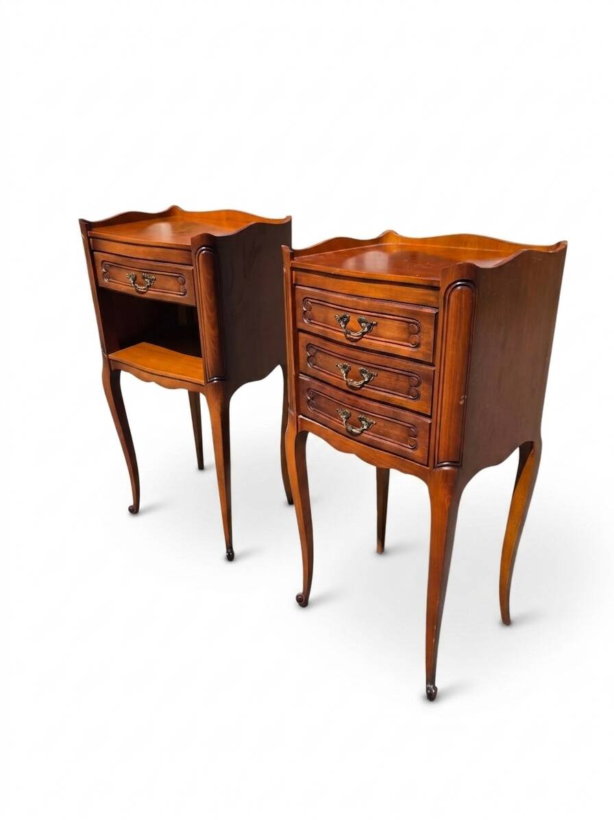 Pair of Louis XV style bedside tables in cherry wood.