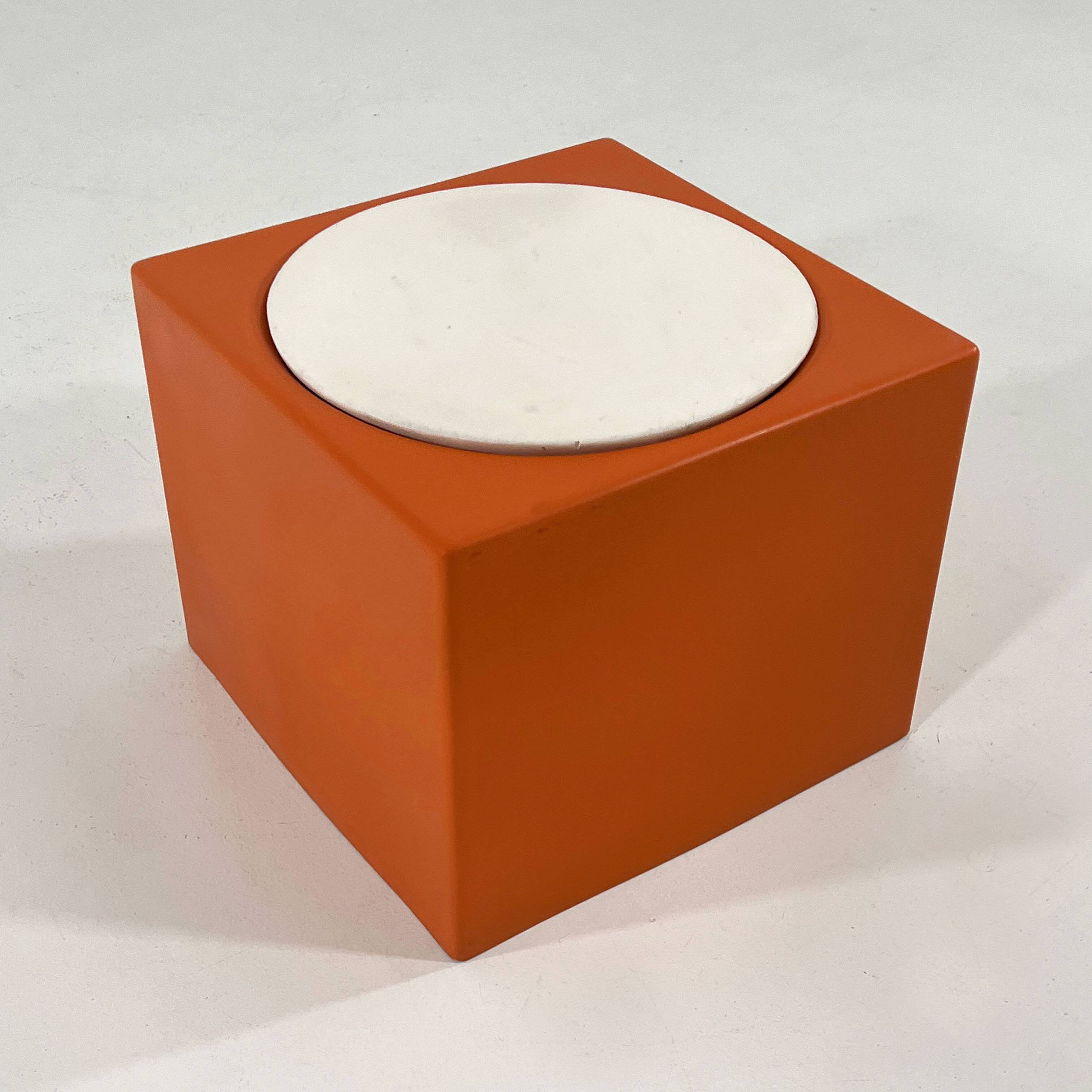Orange and white stool Il Kubile by MIM Roma, 1970