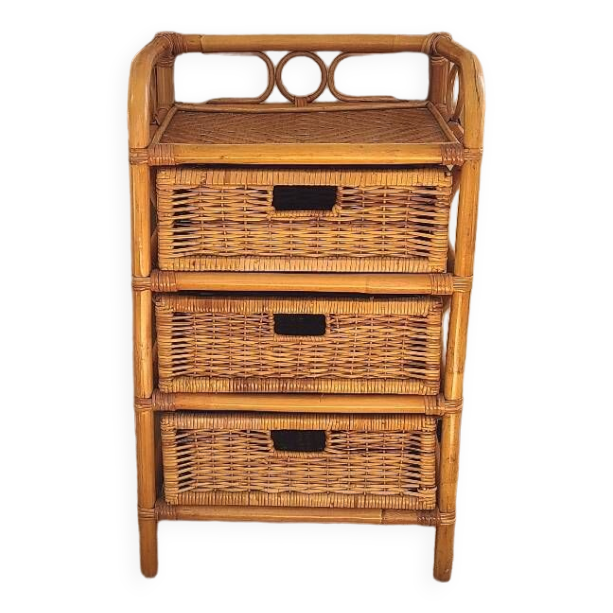 Commode rotin vintage