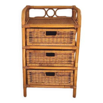 Vintage rattan chest of drawers