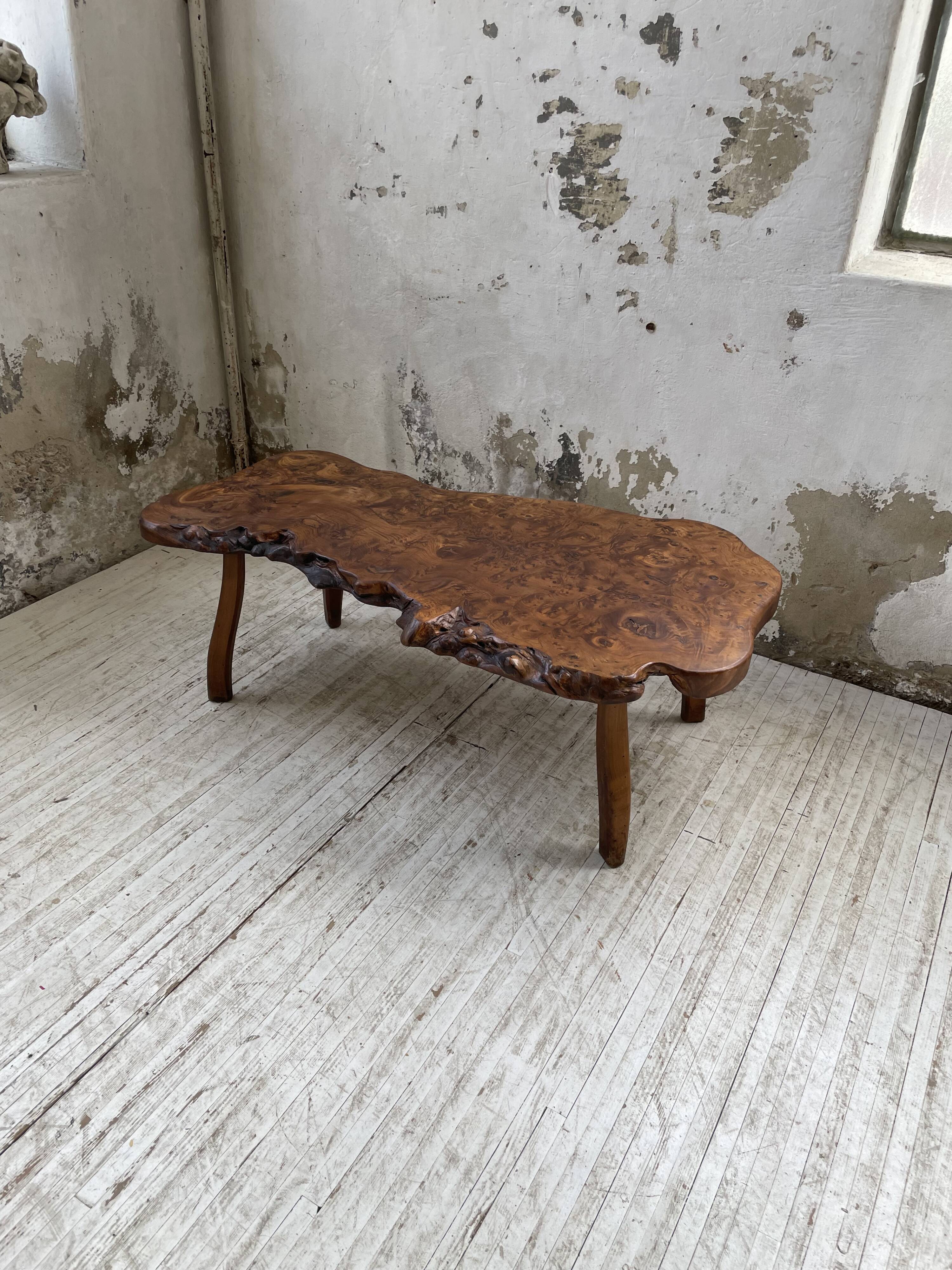 Solid free-form elm coffee table