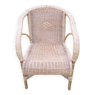 Ancien Fauteuil en Osier Clair