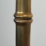 Pair of parquet floor lamps in faux-bamboo style in bronze and brass by Jacques Adnet.