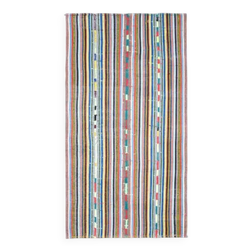 1970s Vintage Turkish Oushak Handmade Wool Cotton Blue Runner Rug 163x306