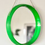 Miroir rond en plastique vert, années 70