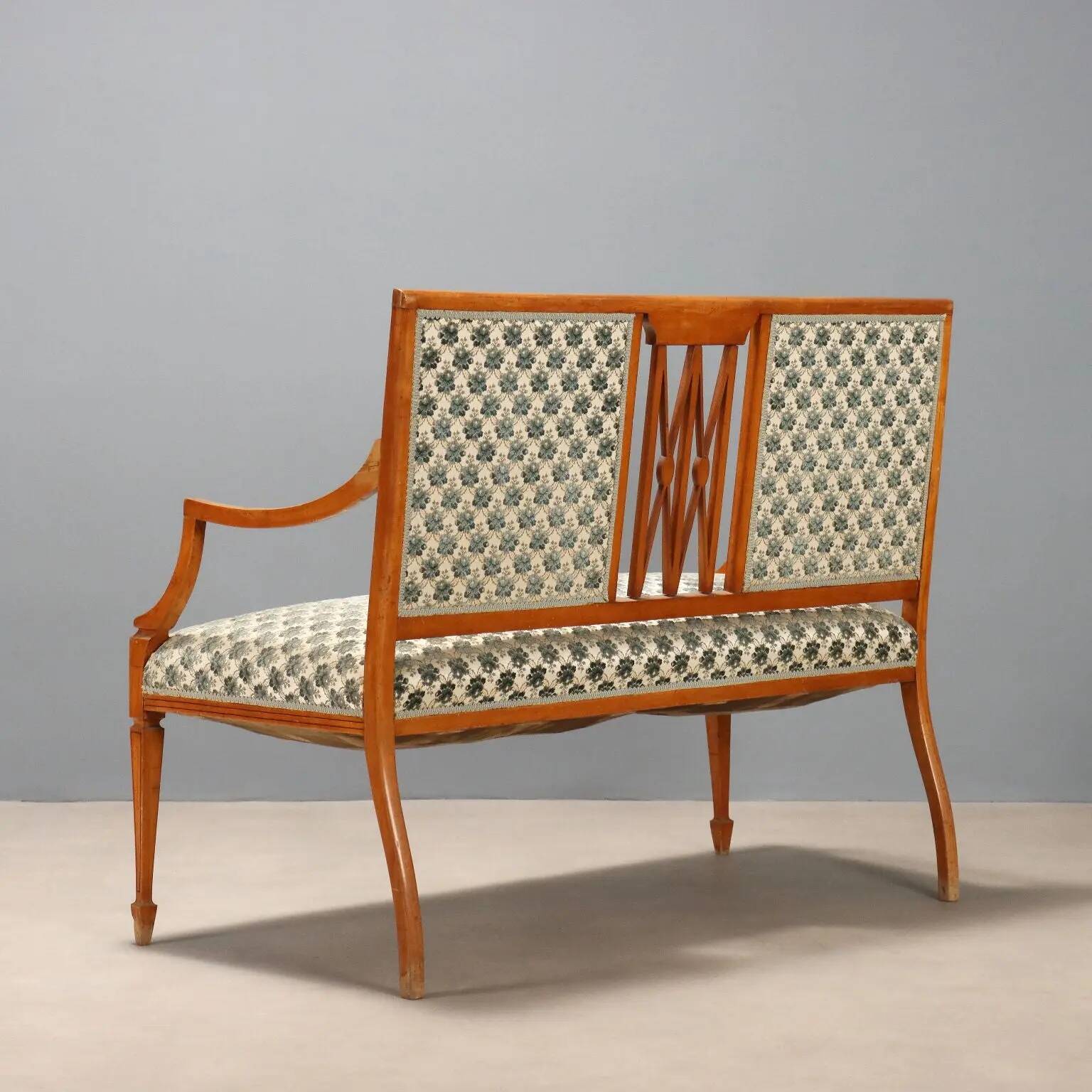 Canapé victorien ancien en acajou et tissu, Royaume-Uni, XIXe siècle