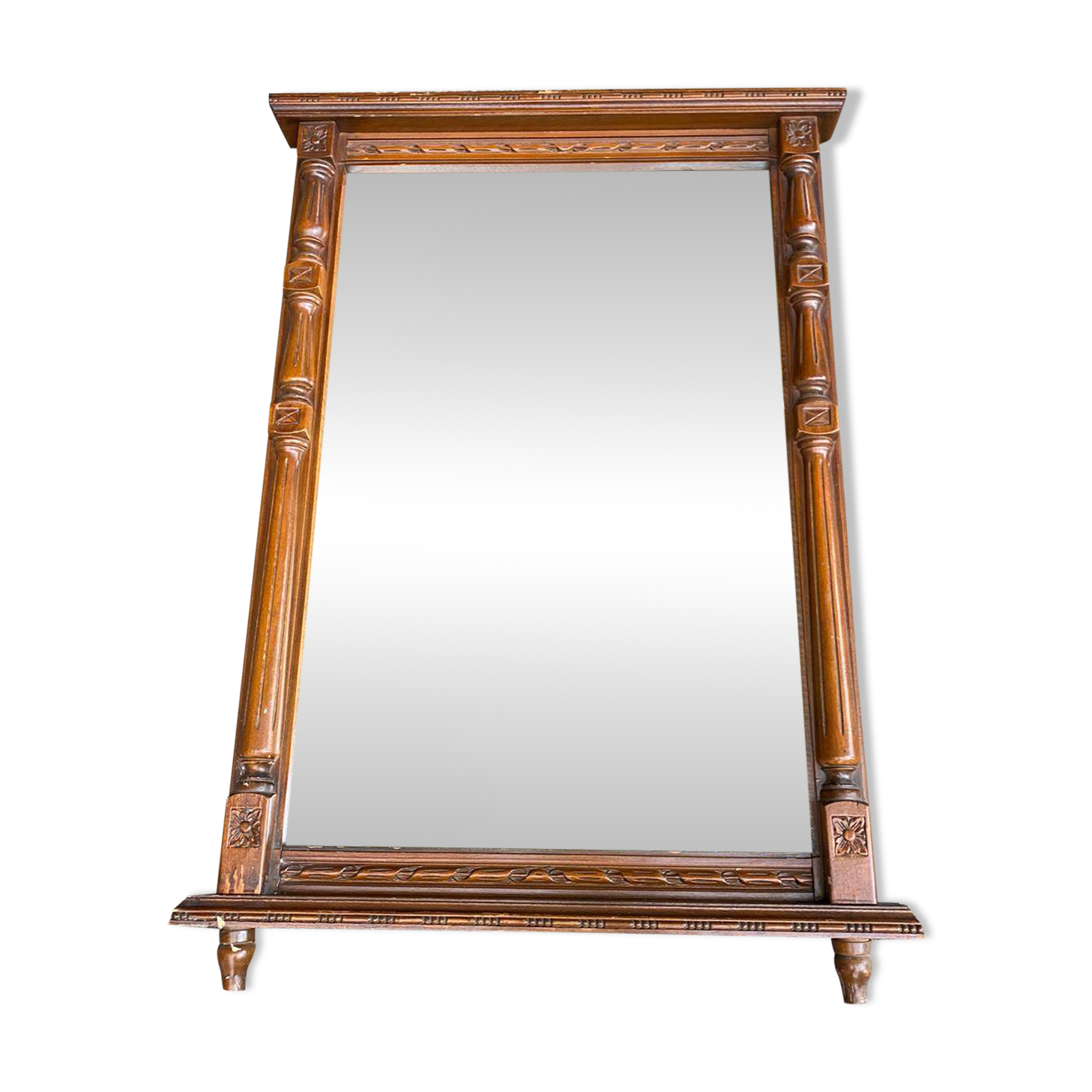 Henri II mirror in solid oak 67x97cm from the 19th century