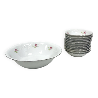 Porcelain set from the Wałbrzych Porcelain Factory - 13 pieces, floral deco