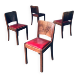 Art Deco Dining Chair Set, Belgium, 1920s, Set of 4