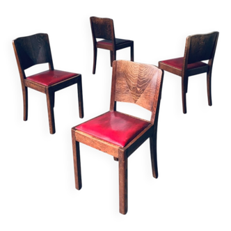 Art Deco Dining Chair Set, Belgium, 1920s, Set of 4