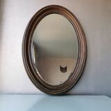 Miroir ovale vintage en bois, 1970 (82 cm x 55 cm)