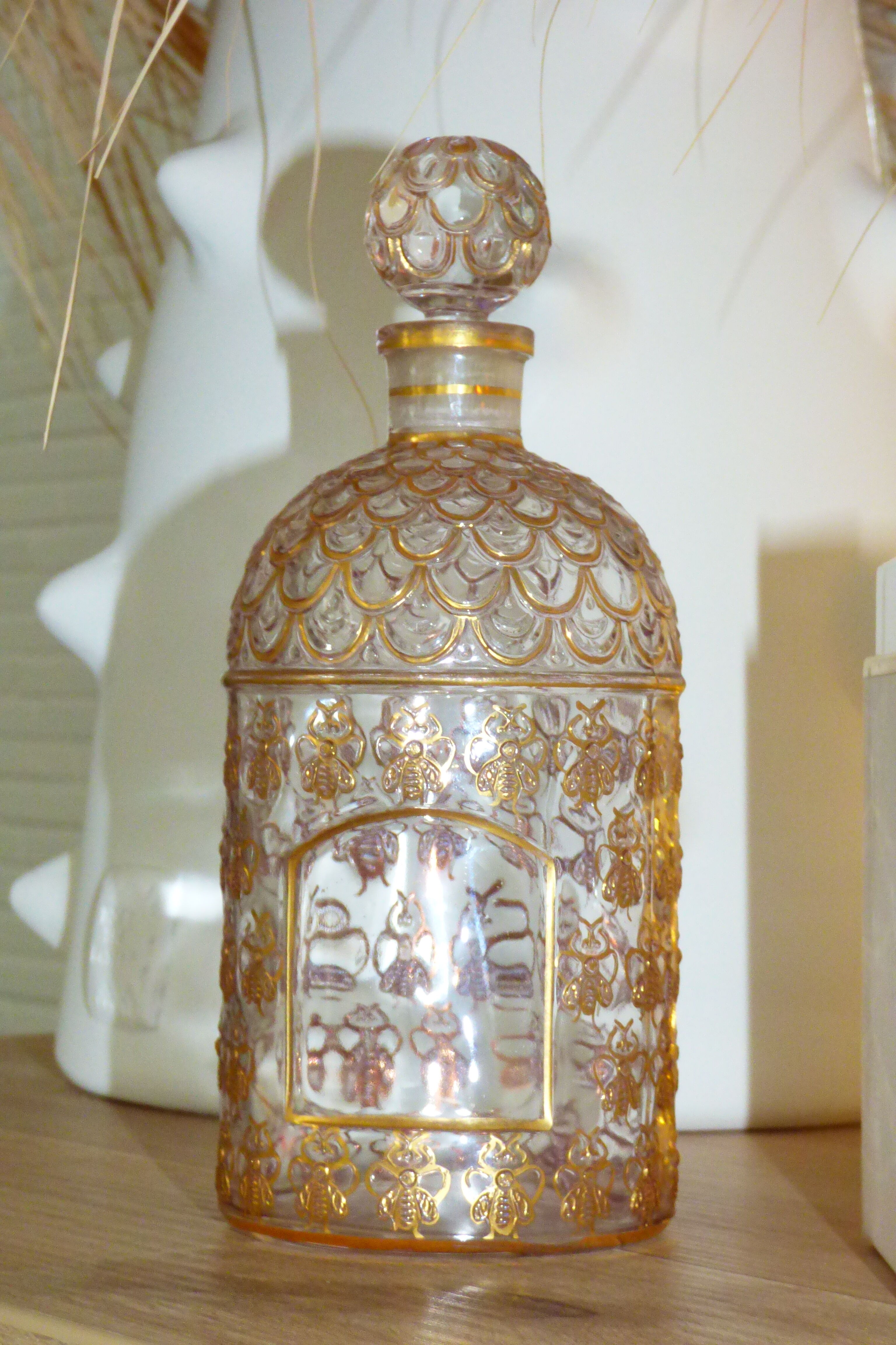Guerlain empty bottle with golden bees with fine gold