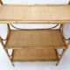 Vintage three-tier rattan shelf in bohemian style - 1960s