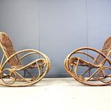 Vintage bamboo rocking chairs, 1960s - set of 2