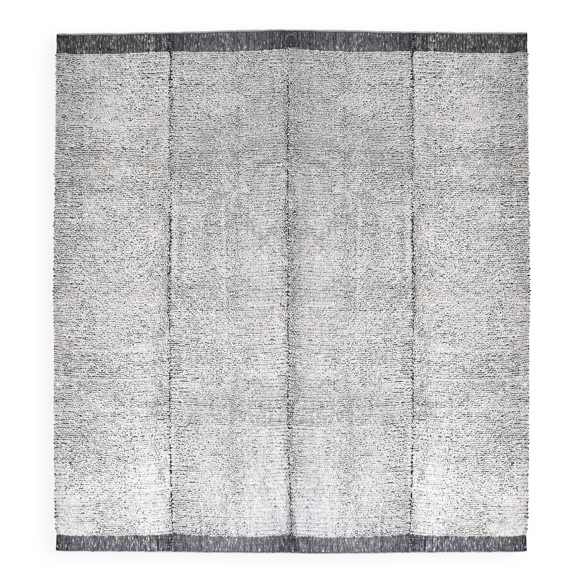 9x10 White Black %100 Wool Turkish Vintage Rug 277x296Cm