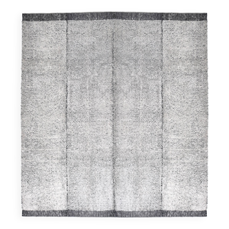 Tapis turc vintage 100 % laine, blanc et noir, 9 x 10 cm, 277 x 296 cm,