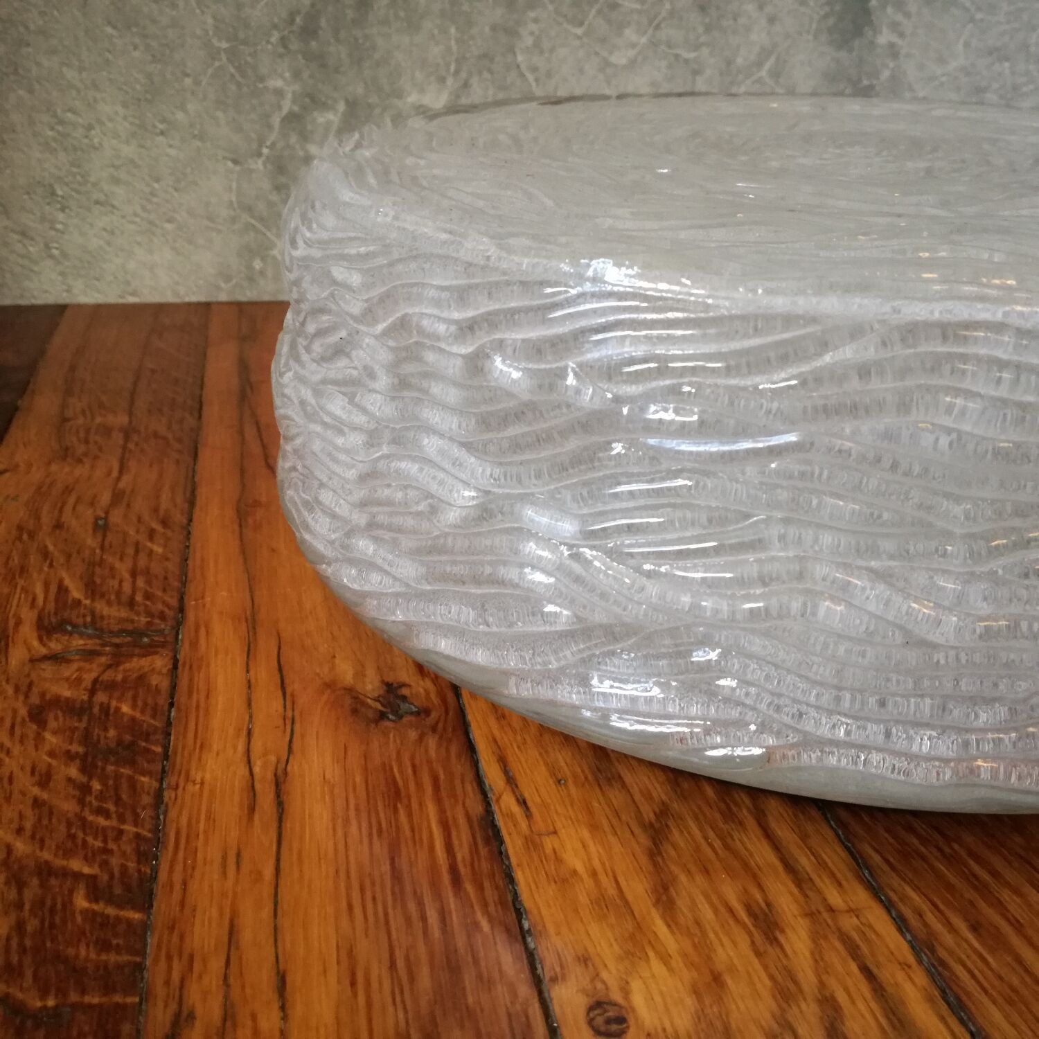 Large 2-light ceiling light with cut glass