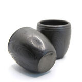 Set of 2 glasses in intense black ceramic from Romania