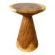 Minimalist side table in solid suar wood with conical legs.