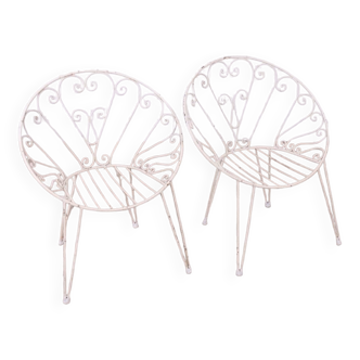 Pair of vintage 1960s garden chairs in italian design metal
