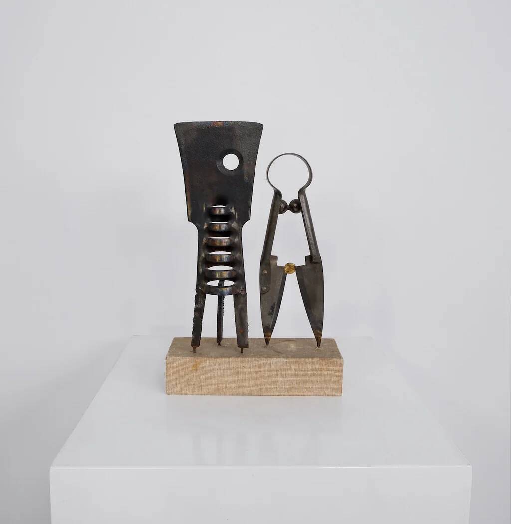 Abstract metal sculpture by unidentified artist, Sweden, 1967