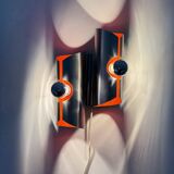 Space age aluminium with orange inside wall lamp sconce , 1970s