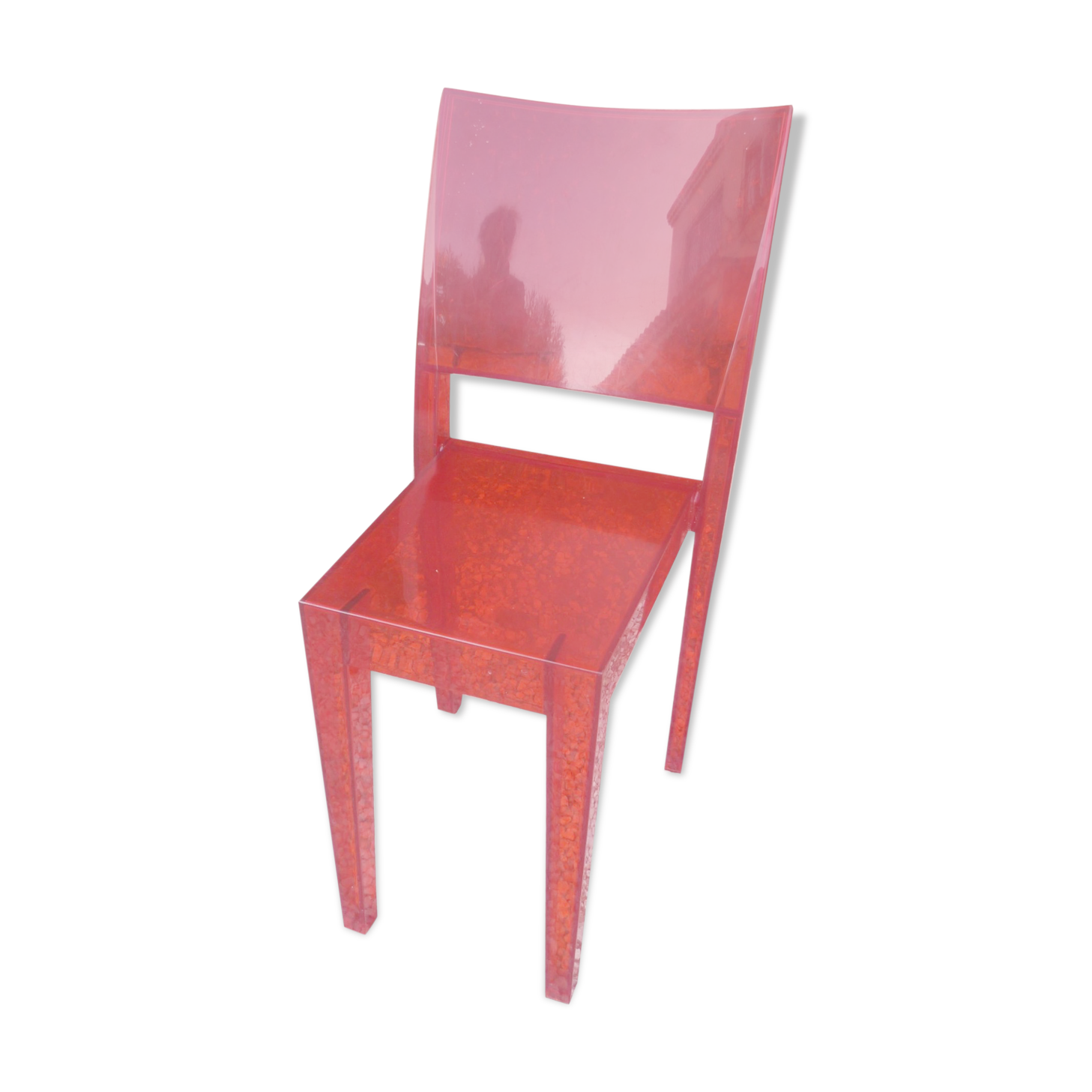 Orange design chair in polycarbonate plexiglass