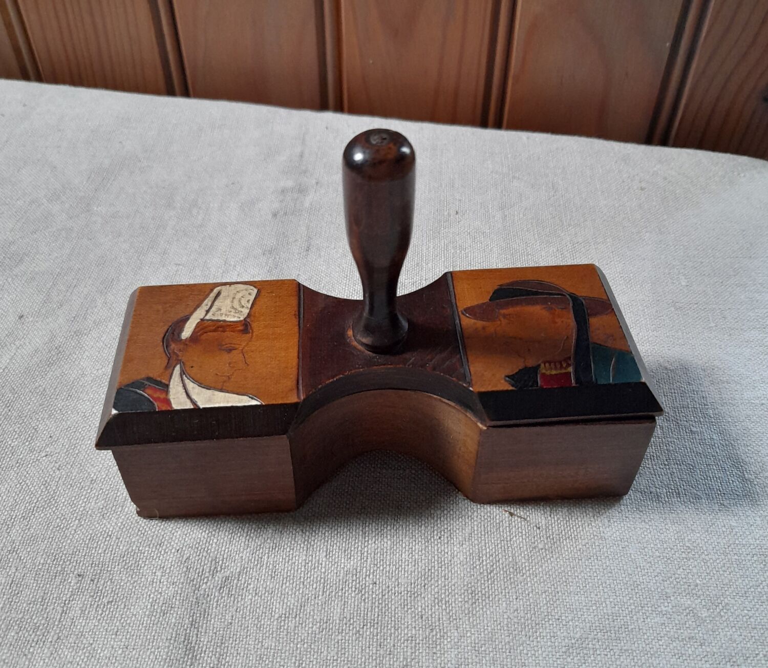 Pepper shaker wood, Breton subjects, vintage