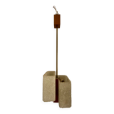 Scandinavian pendant lamp in teak and perspex white pearl