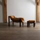 Fauteuil Amazonas avec repose-pieds en cuir cognac par Jean Gillon Brésil